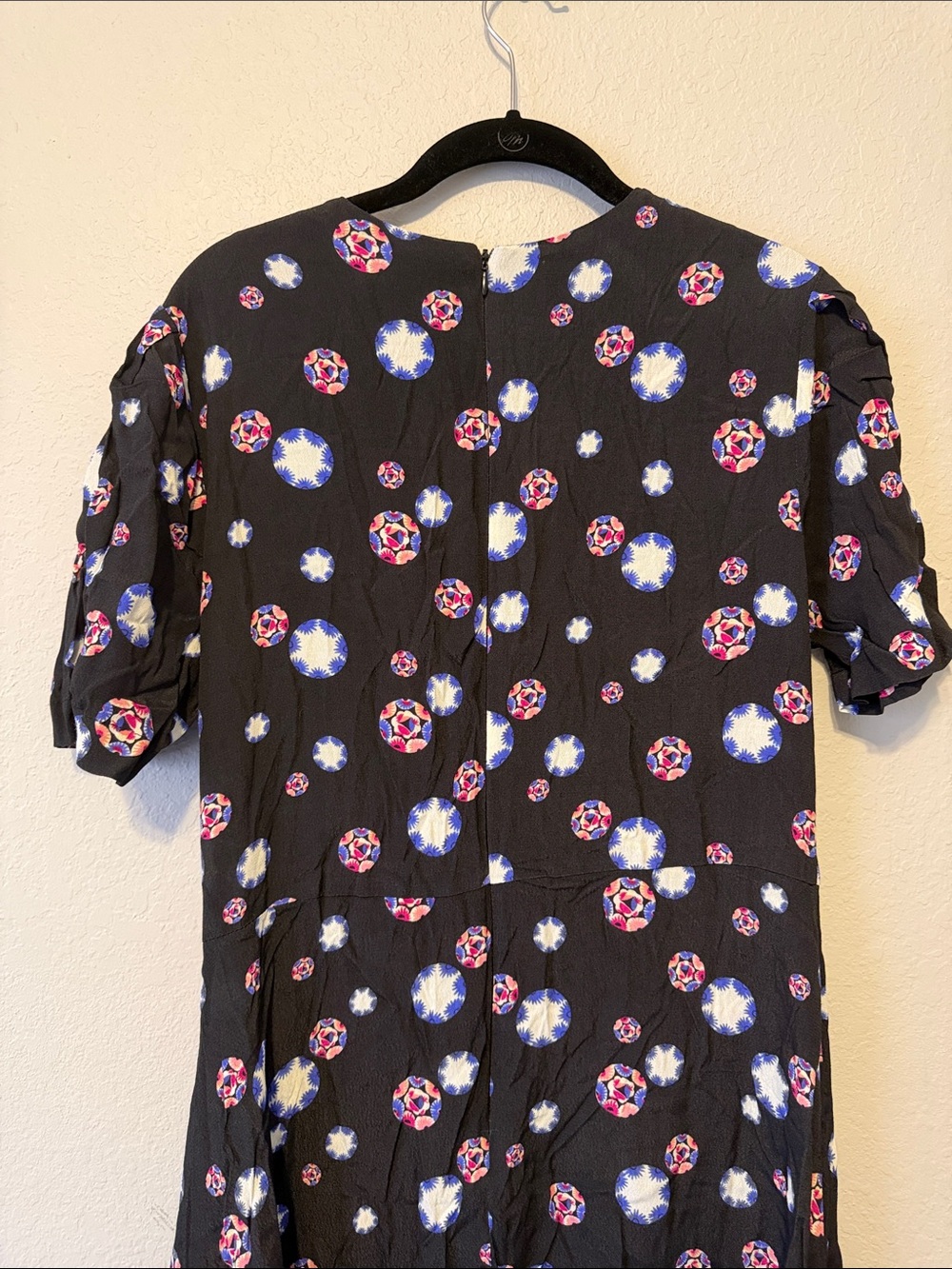 Nicole Miller Black Midi Dress with Red and White Floral Print - Picture 6 of 8